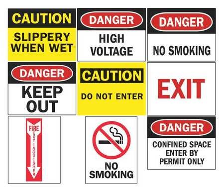 Safety Sign, Assorted, Paper, PK9: Amazon.com: Industrial & Scientific
