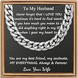Picture of JoycuFF Gifts for Husband Birthday Anniversary Cuban Chain Necklace from Wife Stainless Steel Unique 10MM Father's Day Chain