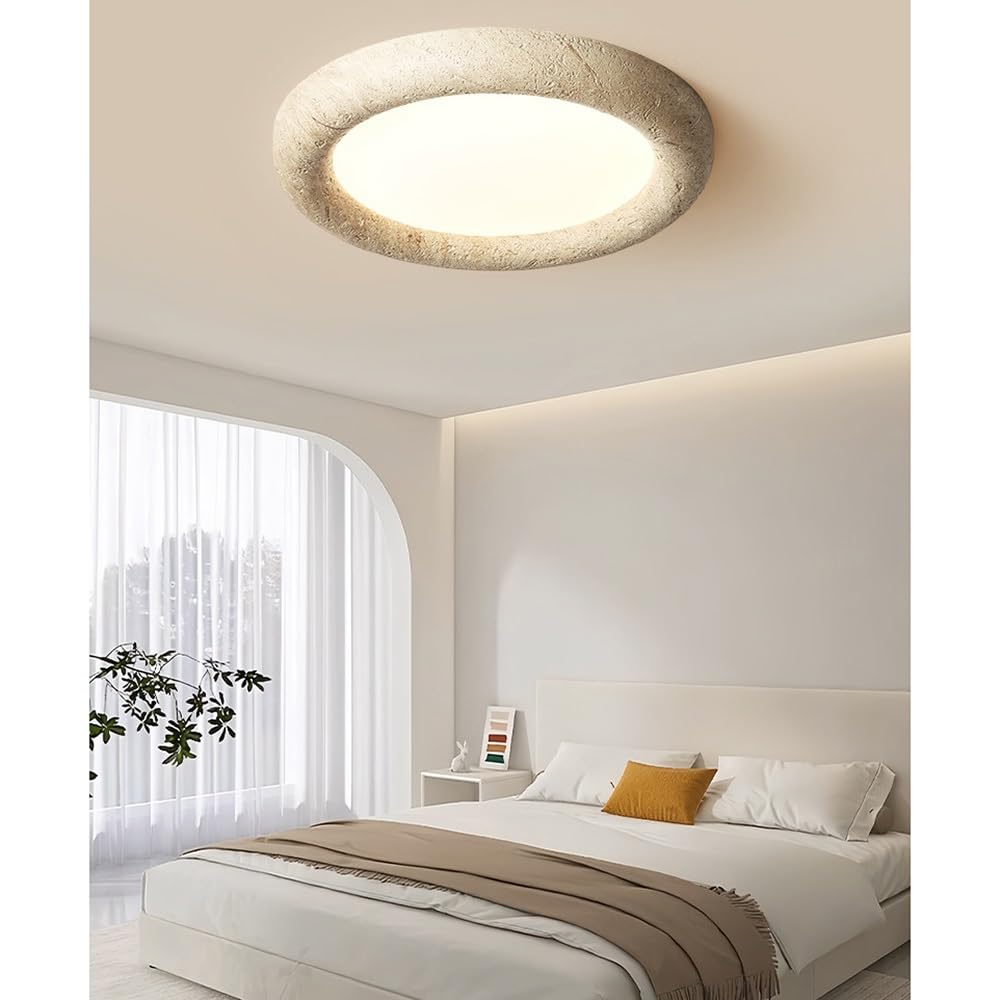 Okrągła Lampy Sufitowa LED Z Połowy Wieku Do Montażu Podtynkowego, Marmurowa Lampy Sufitowa Z Kamienia Naturalnego Do Sypialni, Salonu, Łazienki, Wiejskiego Domu(30 cm/11.81 inches)