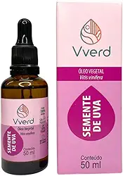 Óleo De Uva 50ml Vegetal Prensado a Frio,100% Puro e Vegano Alto Poder De Hidratação Para Corpo e Rosto Vverd