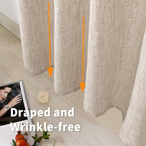 BGment Linen Curtains 72 Inch Length 2 Panels for Living Room, Rod Pocket Textured Semi Sheer Window Drapes Light Filtering for Bedroom Farmhouse Sliding Door, 52 Inch Wide Each Panel by BGment - Image 7