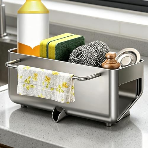 Soporte para esponja de acero inoxidable con ventosa para el área del lavabo 3