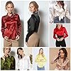 marpessa Women's Blouse Satin Silk Shirts Button D... #4