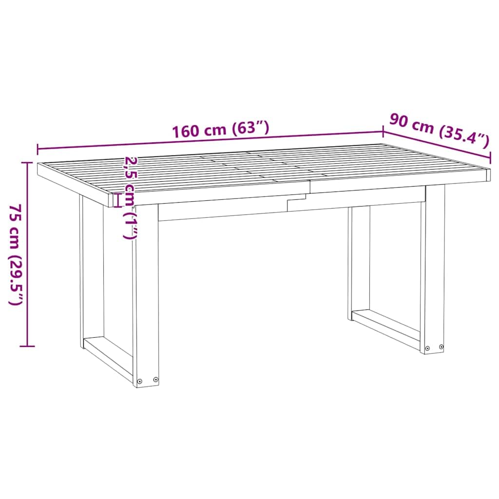 Willood Esstisch NOAIN U-Form-Beine 160x90x75 cm Massivholz Kiefer