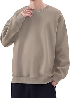 [FUZHIHUA] トレーナー メンズ 秋服 裏起毛 プルオーバー tシャツ ゆったり パーカー シルエット トップス 綿 無地 長袖 丸襟 男女兼用 厚手 柔らかい カジュアル おしゃれ 大きい サイズ 春秋冬