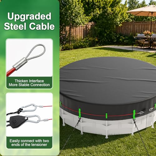 Cobertor redondo para piscina de 12 pies resistente 420D miniatura 6