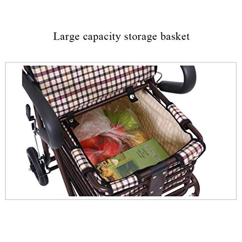 TNIU Walker, Einkaufswagen für ältere Menschen, Walker, Lässig mit Sitz, dreistufig Verstellbarer, zusammenklappbarer… – Bild 4