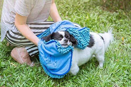 Tuff Pupper Quick Dry Towel for Dogs | Ultra Absorbent Microfiber Shammy | Extra Large 35x85cm Size for All Breeds | Comfortable Hand Pockets | Indoor Outdoor Use | Durable Material | Machine Washable