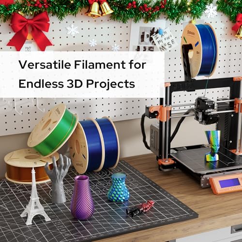 Image of 2026 New SEMDON PLA Filament 1.75mm 3D Printer Filament Dimensional Accuracy + /-0.02mm, Metal 3D Silk PLA Filament for Most FDM,1KG(2.2lbs) Spool,Green /Red /Blue