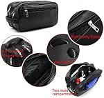 Toiletry Bags, Sumnacon Unisex PU Leather Waterproof Travel Toiletry Bag Organizer Perfect for Shaving Grooming Dopp Kit & Household Business Vacation, Cosmetic Bag with Portable Handle