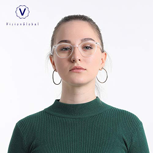 Image of VisionGlobal Blue Light Blocking Glasses for Women Men, Computer Reading, TV Glasses, Stylish Oval /Square Frame