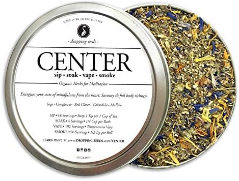 Organic Herbal Smoking Meditation Blend For Engage Balance And Self Control I CENTER TIN (28 G)