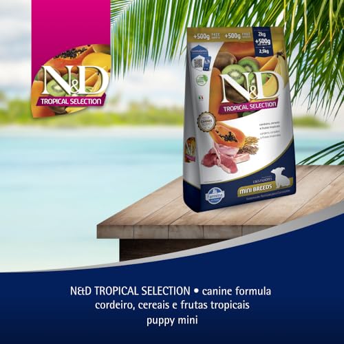 Farmina Ração N&D Tropical Selection Cordeiro para Cães Filhotes de Raças Pequenas - 2Kg + 0,5Kg Bôn