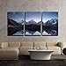 wall26 - 3 Piece Canvas Wall Art - Night Sky with Stars and The Milky Way Over a Mountain Lake - Modern Home Art Stretched and Framed Ready to Hang - 24