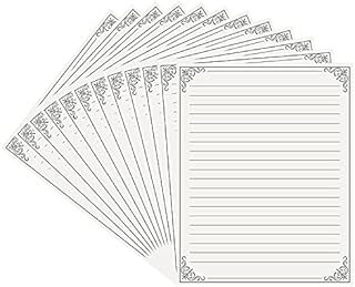 Belle Vous 48 Pack Vintage Stationery Writing Paper - 28 x 21.5 cm / 11 x 8.5 inches - Letter Size Lined Sheets - Cream Paper Set for Letter Writing, Crafts, Invitations, Poems, and More
