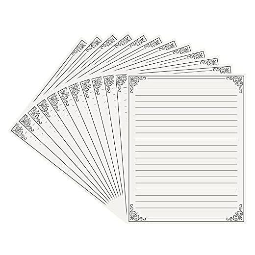 Belle Vous Set Papel Vintage para Escribir (Pack de 48) 28 x 21,5 cm - Papel Antiguo Tamaño Carta con Líneas – Set Papel Carta Vintage Crema para Cartas, Manualidades, Invitaciones, Poemas y Más
