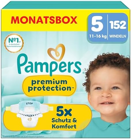 Pampers Baby Nappies Size 5 (11–16 kg) Premium Protection, Junior, Monthly Box, Best Comfort and Protection for Sensitive Skin, Pack of 152 - View 4