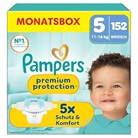 Pampers Premium Protection Größe 5, 152 Windeln, 11kg-16kg, unser Nr. 1 Haut- und Auslaufschutz – Ansicht 1