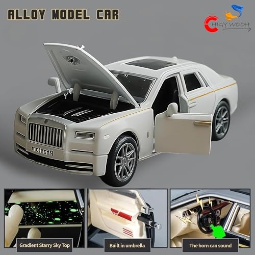 Image of Rolls Royce 1:36 Scale Toy Car | Pull Back Action Vehicles | Diecast Exclusive Zinc Alloy Metal Model Car for Kids | Openable Doors with Lights & Sound Toy Car for Boys & Collectors