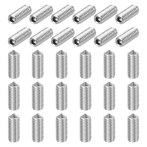 sourcing map 30 Pcs M8x20mm Cone Point Set Screws, 304 Stainless Steel Hex Socket Grub Screws for Bathroom Fixtures Repair Furniture DIY Project