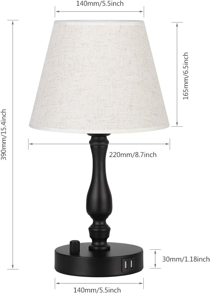 Bеѕt Sеllеr USB Bedside Table Lamp, Nightstand Lamp Set of 2 with Dual USB Quick Charging Ports, Desk Lamp Perfect for Bedroom Living Room Study Room Office Dressing Room