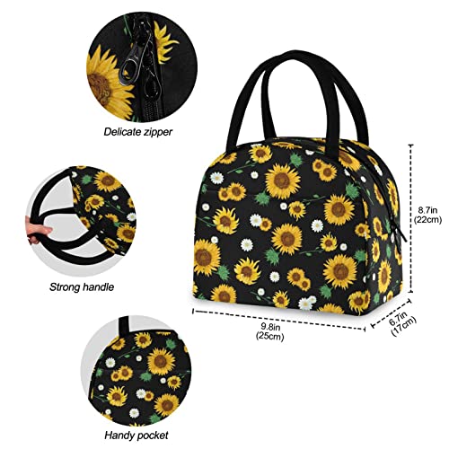 Cbbyy Sunflower Lunch Bag Women Reusable Insulated Cute Yellow Lunch Tote Bag For Adult & Student Leakproof Cooler Lunch Bags For Work Office Travel School Picnic #TOP1