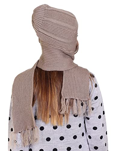 Image of Gajraj Unisex Soft Knitted Winter Warm Woolen Cap with Woolen Lovely Muffler|Fur Cap with Muffler