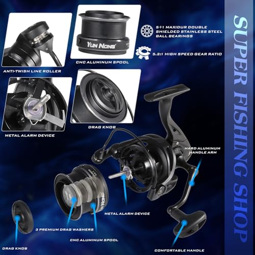 Yun Nong Feeder Reel 5500, glatte Freilaufrolle Karpfen Feeder Reel, robuster leichter Körper für Süßwasser Grobangeln