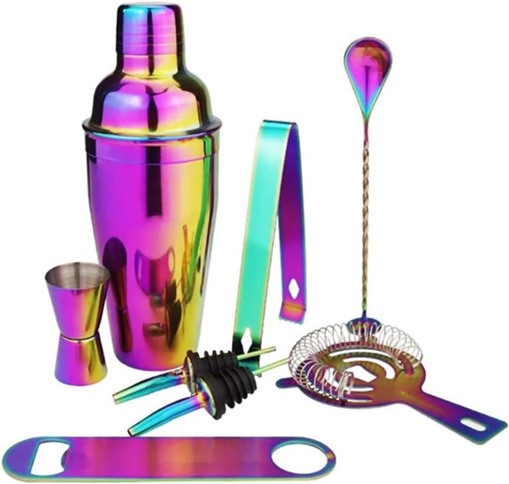 Stainless Steel Shaker Wine Shaker Cup Set Electroplated Color 8-Piece Milk Tea Shop Tools