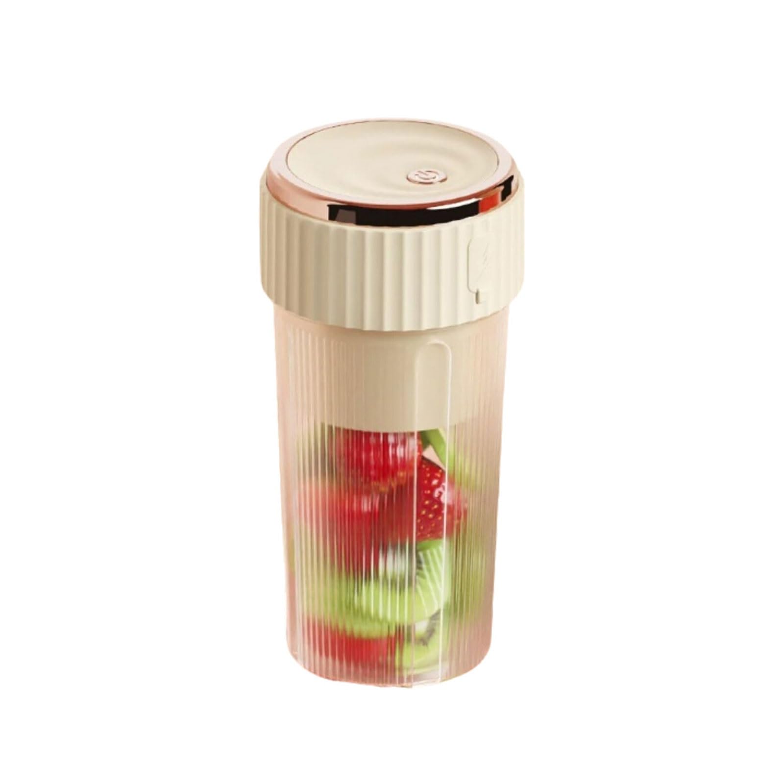 Plastikowy przenośny blender 6 ostrzy przenośna wyciskarka do cytrusów do smoothie Blender do wyciskania lodu 300 ml/10,5 uncji (beżowy)