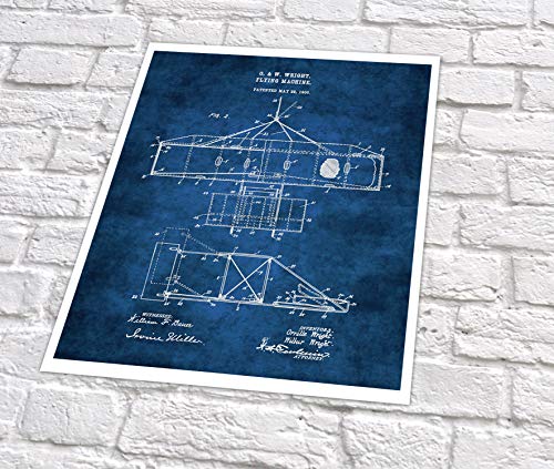 Aviation Decor Wright Brothers Biplane Blueprint Wall Art Set Of 4 Unframed Prints Pilot Gift #TOP3