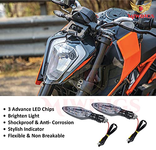 Image of Miwings Universal Motorcycle Bright LED Amber Turn Signal Light Indicator Brake Lamps For Yamaha FZ-S 3.0 (2.Pcs Amber Color Indicator)