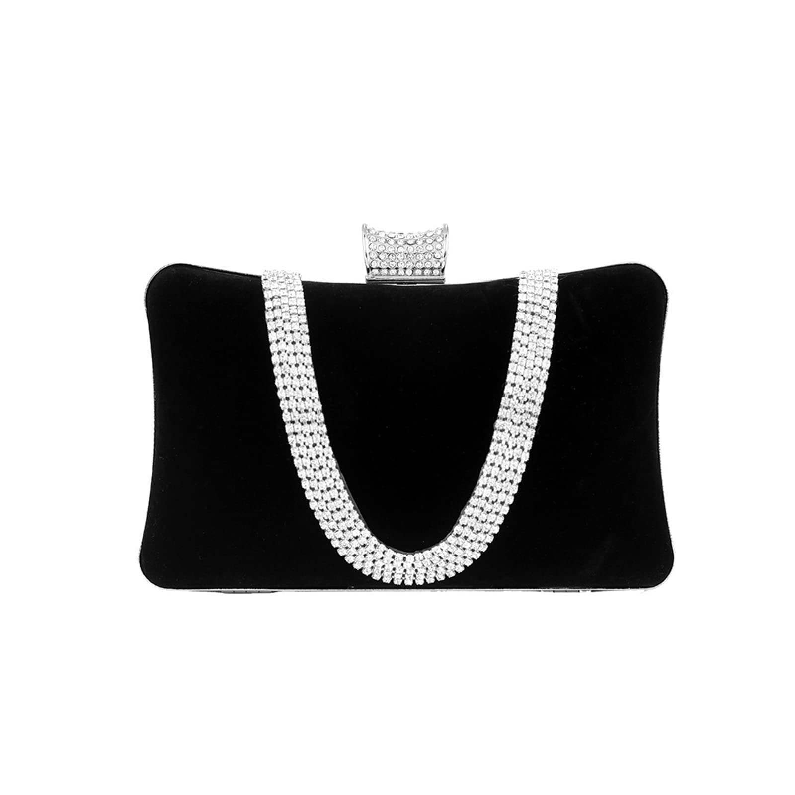 CORIOS Borsetta da Sera Donna Velluto Pochette Strass Cerimonia Clutch Borsa a Tracolla Borsa Sposa Pochette Piccolo con Catena Elegante Borse Messenger per Cocktail Festa Cerimonia Ballo Nero
