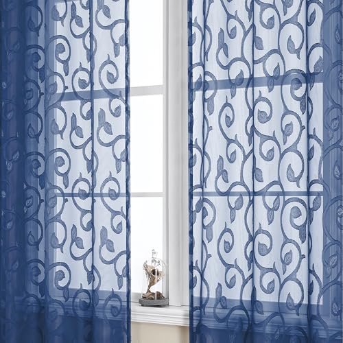 OWENIE Furman Blue Sheer Curtains