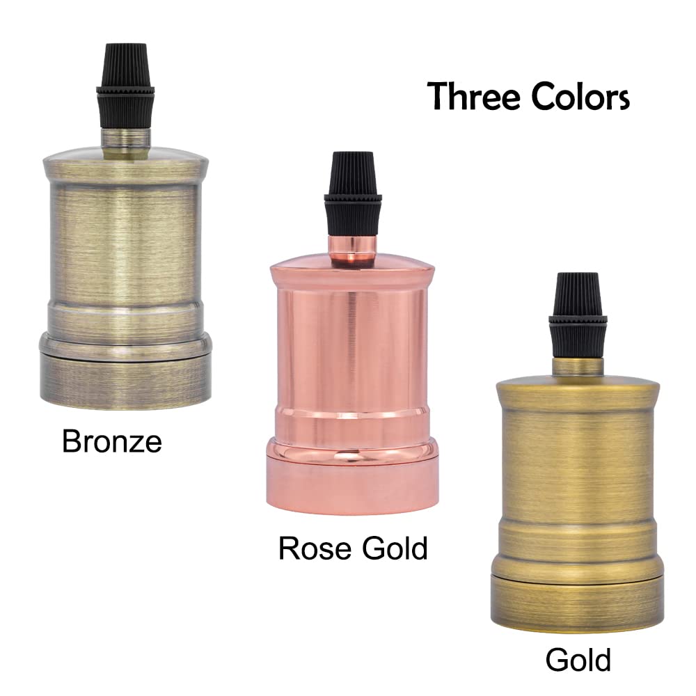 4pcs Light Socket Lamp Holder E26 Edison Bulb Socket High Temperature Resistant Lamp Converter Lamp Adapter Converter Base Compatible for Light Fixture(Bronze)