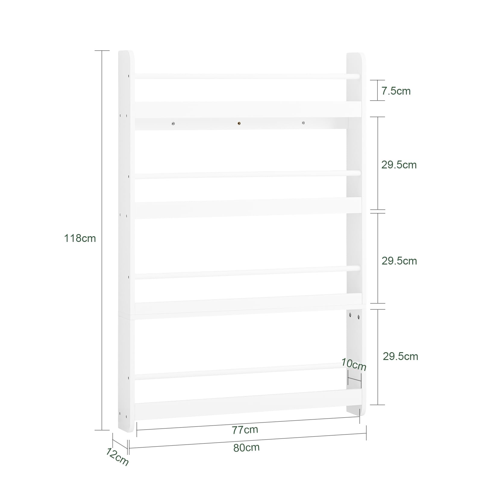 SoBuy Libreria Infantil Montessori Estanteria Libros Infantil de Pared con 4 Niveles Biblioteca para Niño Estanteria Habitacion Organizador Juguetes Blanco 80x12x118cm KMB08-II-W
