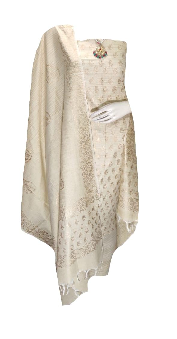 Cotton Silk Unstitched Block Print Golden Work Suit Set for Women with Dupatta | Salwar Suit Dress Material for Women & Girls | Top - 2.5 M, Bottom - 2.5 M & Dupatta - 2.5 M AS 2002-image-40