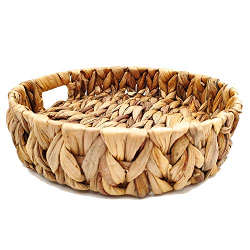 Zkznsmart Set Of 3 Grass Weaving Tray，Hand-Weaving Natural Water Hyacinth Storage Baskets,Wicker Serving Trays With Built-In Handles, Grass Storage Bins For Fruit,Arts And Crafts. #TOP1