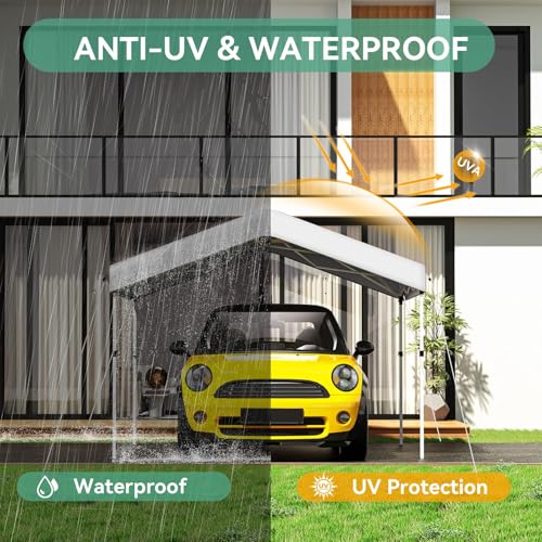 COBIZI Carpa Plegable 3x3m, Carpa Garaje Emergentes de un Solo Toque con 1 Paredes Laterales Impermeable Protección UV, Cenadores para Jardin Fiestas Camping Playa Pergolas (3 por 3m Blanco) - imagen 3