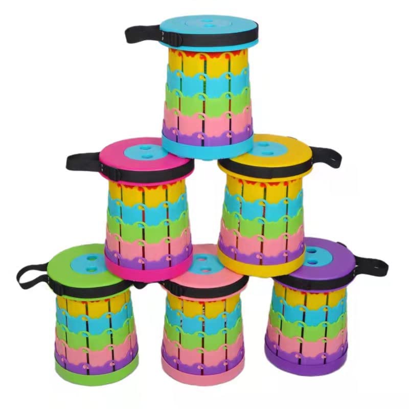 Sgabello Pieghevole Trimming Shop - Leggero, Regolabile (7-45 Cm), Portatile Per Campeggio, Casa E Outdoor (blu Arcobaleno)