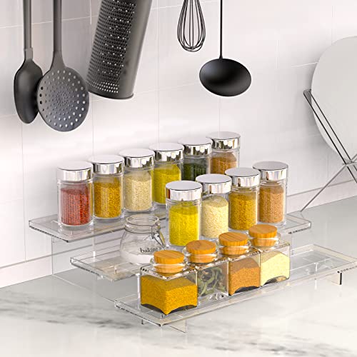 Wuiviut 3-Tier Acrylic Spice Rack - Space-Saving Spice Rack Organizer For Cabinet Pantry, Tiered Cabinet Spice Shelf For Seasoning，Kitchen Storage Solution. #TOP1