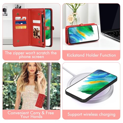 Housse portefeuille Samsung S21 FE 5G rouge idéale pour vos sorties