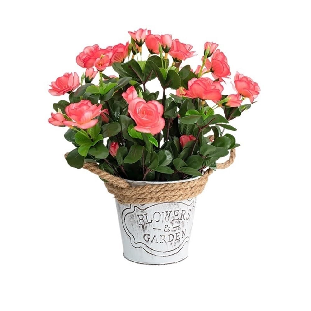 Kx9Lb8d Faux floor plant Azalea Small Potted Plants Fake Flowers Simulation Ornaments Living Room Desktop Decorative Bonsai