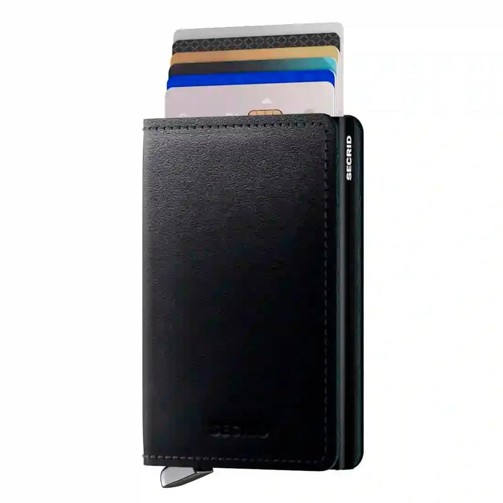 SECRID Slimwallet Dusk - Portafoglio unisex per adulti, in pelle italiana di alta qualità, con protezione RFID, colore foglia di tè, Verde acqua