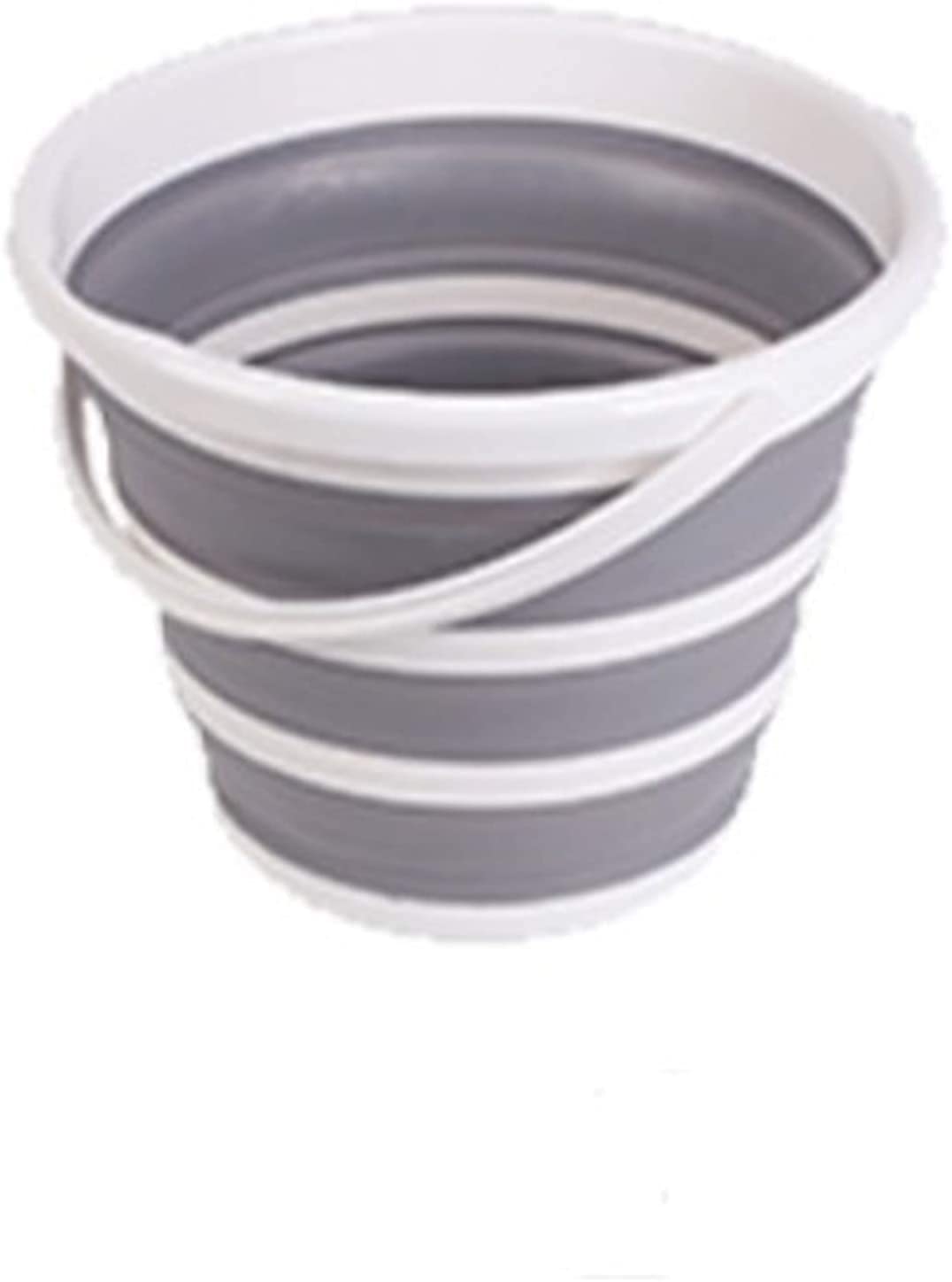 Seau pliant en silicone gris de grande capacité pour cuisine et pêche