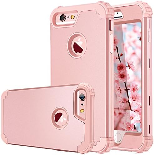 Fingic iPhone 6S Case,iPhone 6 Case, 3 in 1 Hybrid Case for Women Girls Anti Slip Full-Body Shockproof Rugged Cover Hard PC & Soft Silicone Protective Case for iPhone 6/6S (4.7 inch),Rose Gold
