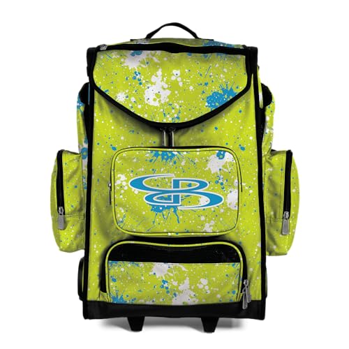 Boombah Ultrapack Hybrid Rolling Bat Bag - Wheeled & Backpack Version - Splatter Twitch/Columbia Blue/White