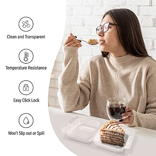 Mt Products 5.25" X 5.63" X 3. 17 Clear Square Plastic Containers For Food - Disposable Dessert Containers - Deep Sandwich Containers - Clear Containers For Food (Pack Of 40) - Made In The Usa #TOP6