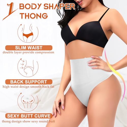Image of Werena Tummy Control Thong Shapewear for Women High Waist Shaping Underwear Seamless Thongs Panties