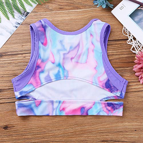 image for YiZYiF Kids Girls Basic 2 Piece Active Outfit Crop Top and Shorts Set 